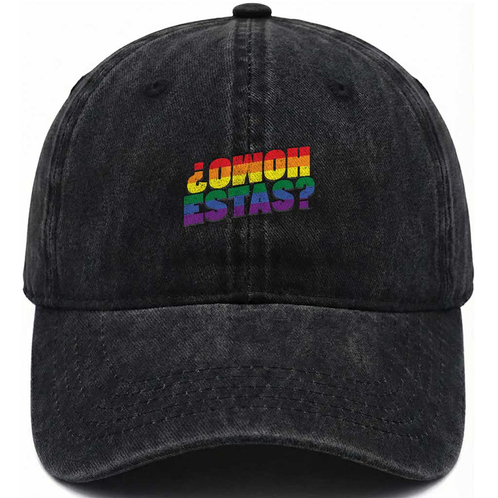 Funny Spanish Mexican Homo Estas Washed Cotton Baseball Cap Gay Pride Ally LGBTQ Month TS11 Print Your Wear