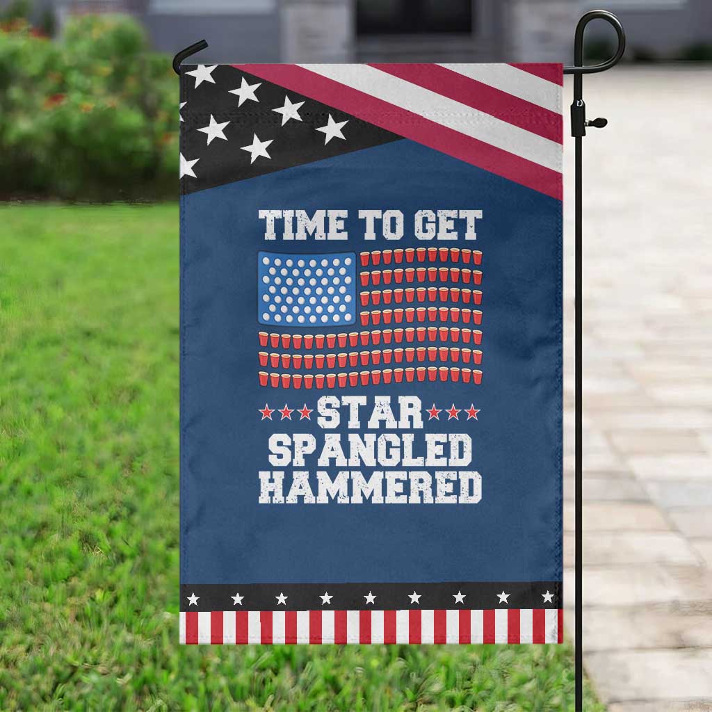 Funny Time To Get Star Spangled Hammered Garden Flag 4th of July Drinking Beer Pong Red Cup American Flag TS11 Classic Blue Black Print Your Wear