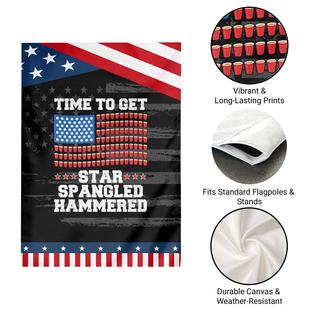 Funny Time To Get Star Spangled Hammered Garden Flag 4th of July Drinking Beer Pong Red Cup American Flag TS11 Print Your Wear