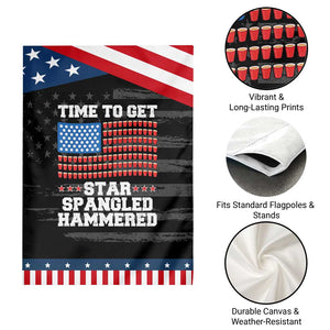 Funny Time To Get Star Spangled Hammered Garden Flag 4th of July Drinking Beer Pong Red Cup American Flag TS11 Print Your Wear