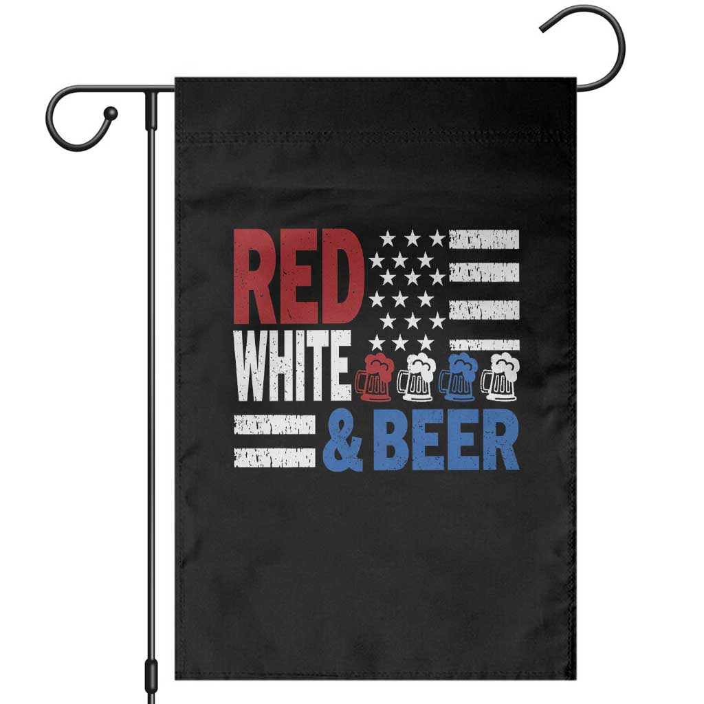 Funny American Drinking Garden Flag Red White And Beer 4th Of July USA Flag TS11 Black Print Your Wear
