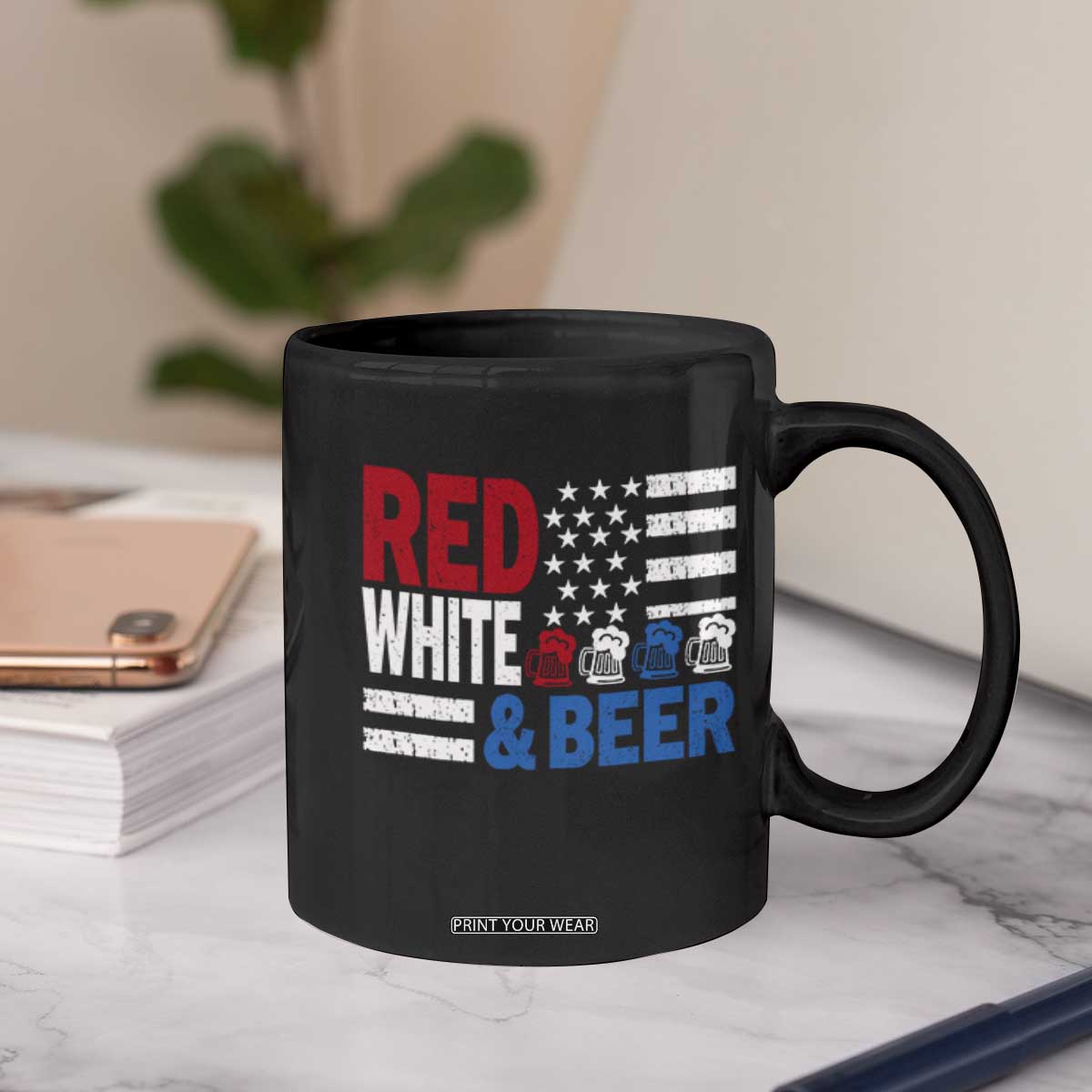 Funny American Drinking Coffee Mug Red White And Beer 4th Of July USA Flag TS11 Print Your Wear