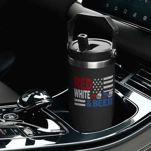 Funny American Drinking Flip Straw Tumbler Red White And Beer 4th Of July USA Flag TS11 Print Your Wear