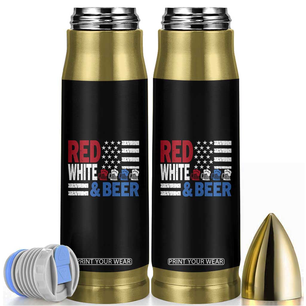 Funny American Drinking Bullet Tumbler Red White And Beer 4th Of July USA Flag TS11 Black Print Your Wear