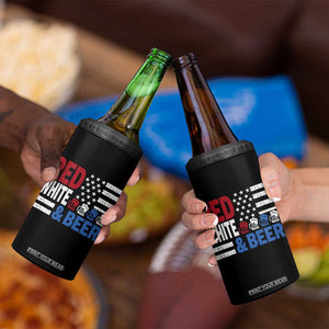 Funny American Drinking 4 in 1 Can Cooler Tumbler Red White And Beer 4th Of July USA Flag TS11 Print Your Wear