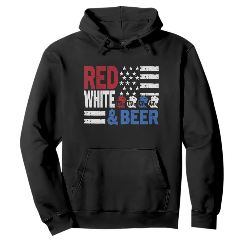 Funny American Drinking Hoodie Red White And Beer 4th Of July USA Flag TS11 Black Print Your Wear