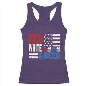 Funny American Drinking Racerback Tank Top Red White And Beer 4th Of July USA Flag TS11 Purple Print Your Wear