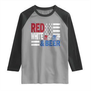 Funny American Drinking Raglan Shirt Red White And Beer 4th Of July USA Flag TS11 Sport Gray Black Print Your Wear