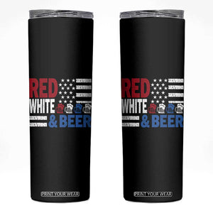 Funny American Drinking Skinny Tumbler Red White And Beer 4th Of July USA Flag TS11 Black Print Your Wear