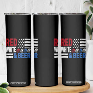 Funny American Drinking Skinny Tumbler Red White And Beer 4th Of July USA Flag TS11 Print Your Wear