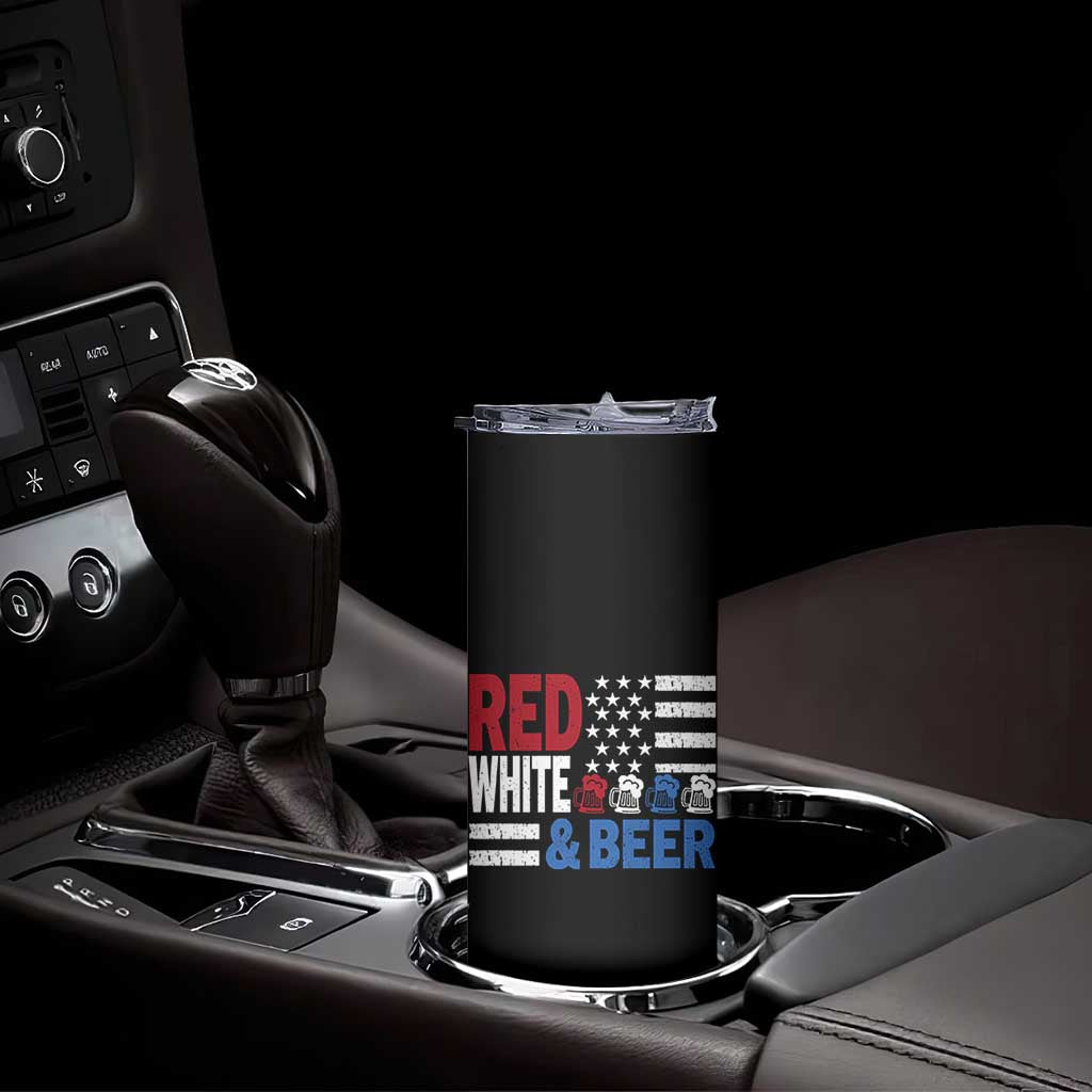 Funny American Drinking Skinny Tumbler Red White And Beer 4th Of July USA Flag TS11 Print Your Wear