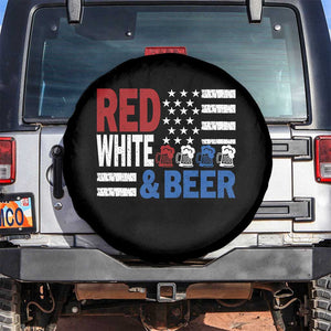 Funny American Drinking Spare Tire Cover Red White And Beer 4th Of July USA Flag TS11 No hole Black Print Your Wear