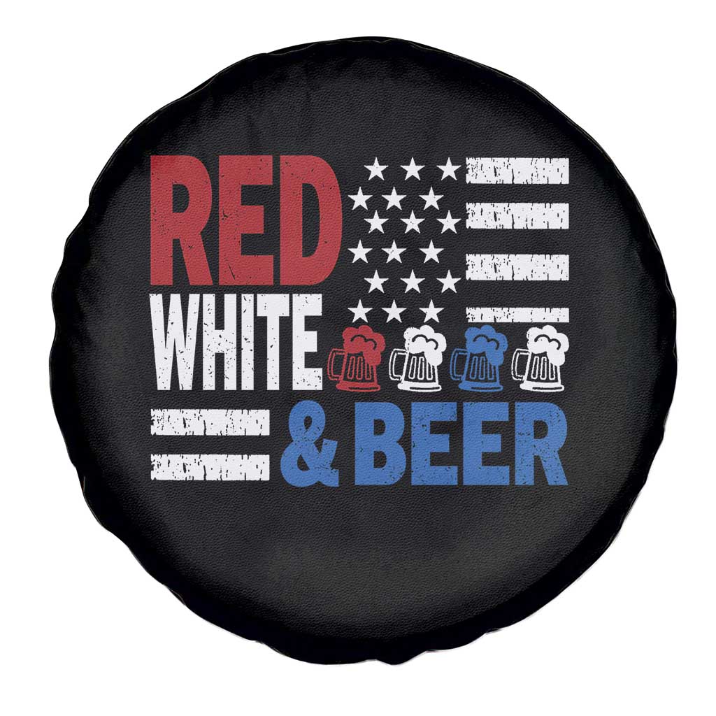 Funny American Drinking Spare Tire Cover Red White And Beer 4th Of July USA Flag TS11 Print Your Wear