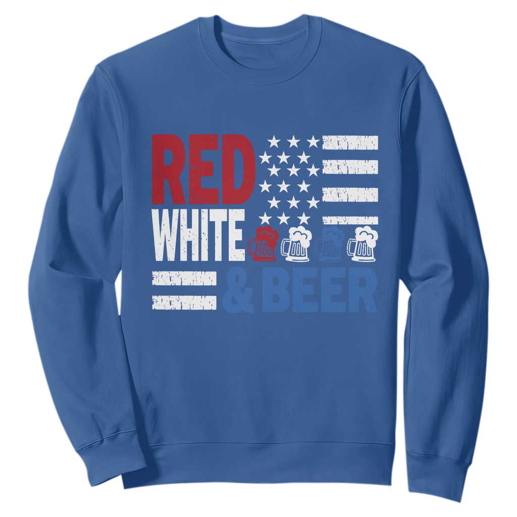 Funny American Drinking Sweatshirt Red White And Beer 4th Of July USA Flag TS11 Royal Blue Print Your Wear