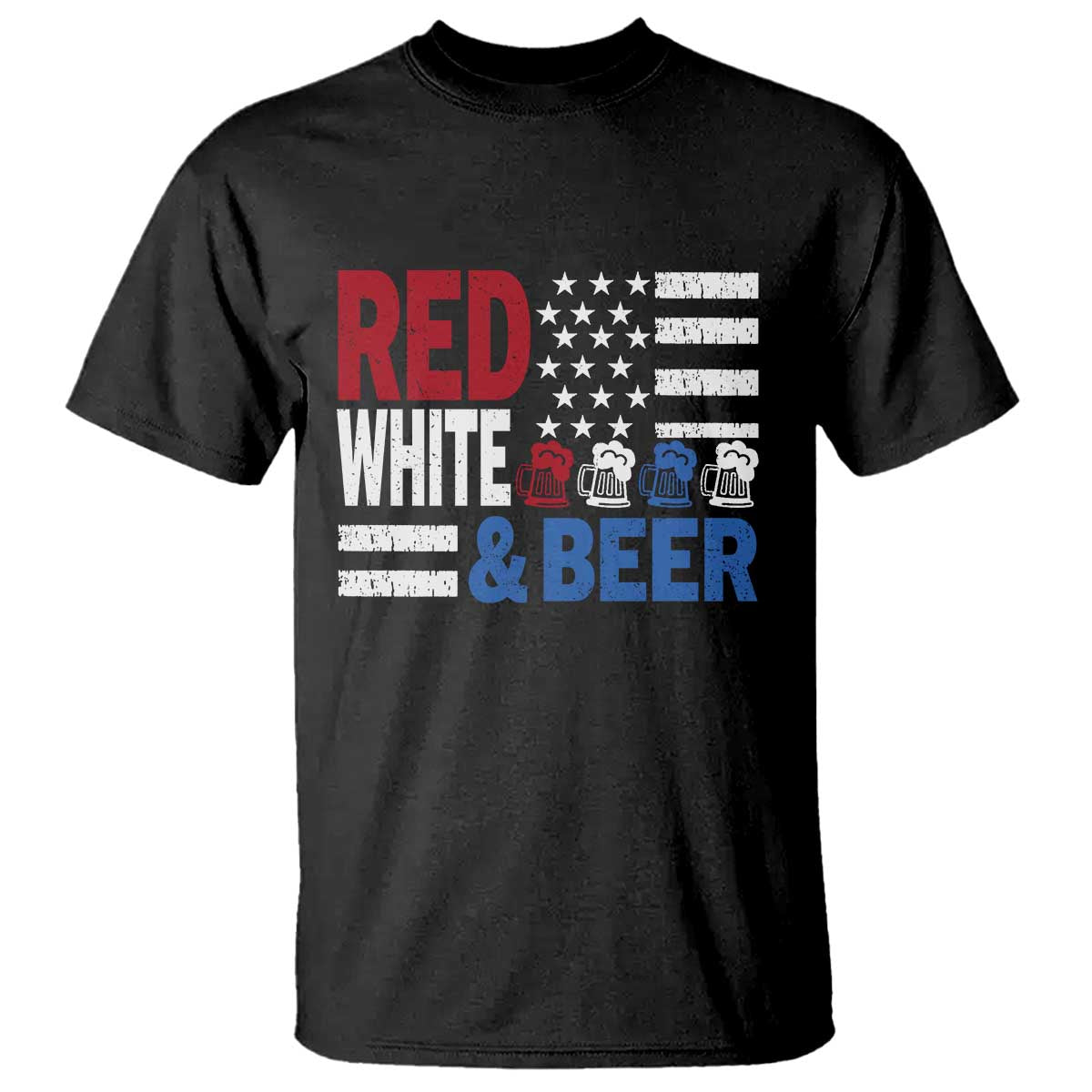 Funny American Drinking T Shirt Red White And Beer 4th Of July USA Flag TS11 Black Print Your Wear