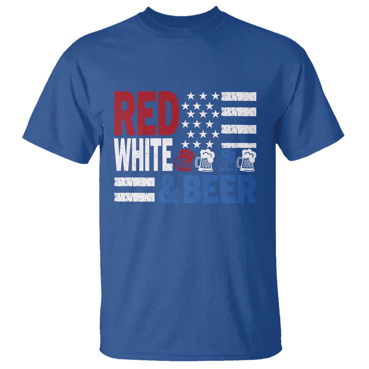 Funny American Drinking T Shirt Red White And Beer 4th Of July USA Flag TS11 Royal Blue Print Your Wear