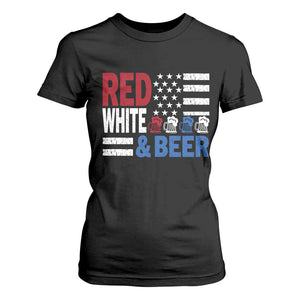 Funny American Drinking T Shirt For Women Red White And Beer 4th Of July USA Flag TS11 Black Print Your Wear