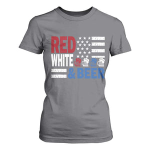 Funny American Drinking T Shirt For Women Red White And Beer 4th Of July USA Flag TS11 Charcoal Print Your Wear