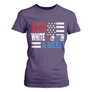Funny American Drinking T Shirt For Women Red White And Beer 4th Of July USA Flag TS11 Purple Print Your Wear