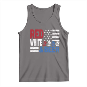 Funny American Drinking Tank Top Red White And Beer 4th Of July USA Flag TS11 Deep Heather Print Your Wear