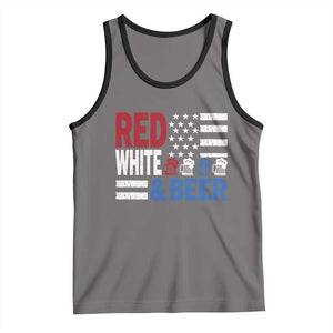 Funny American Drinking Tank Top Red White And Beer 4th Of July USA Flag TS11 Deep Heather Black Print Your Wear