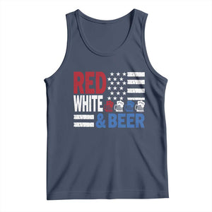 Funny American Drinking Tank Top Red White And Beer 4th Of July USA Flag TS11 Navy Print Your Wear