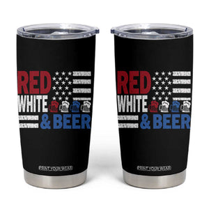 Funny American Drinking Tumbler Cup Red White And Beer 4th Of July USA Flag TS11 Black Print Your Wear