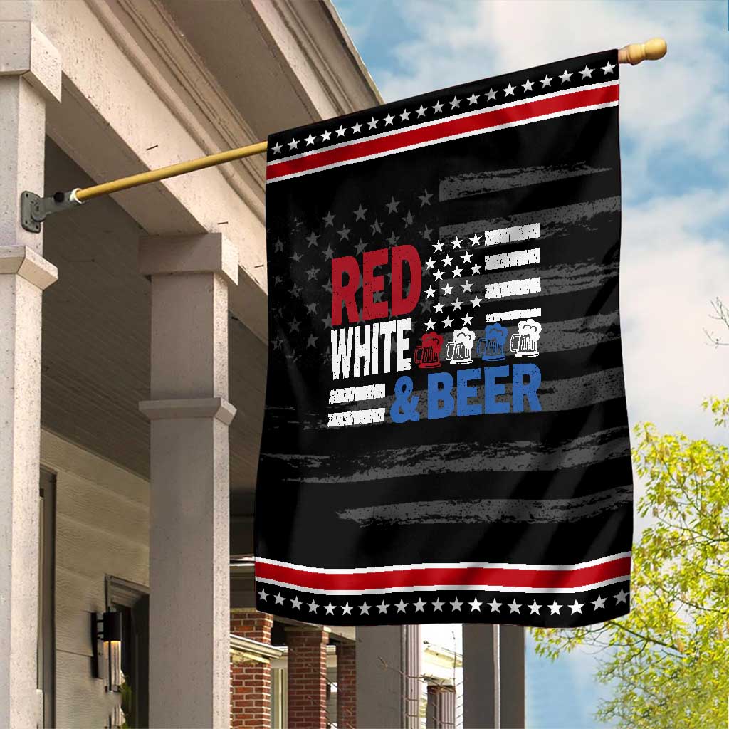 Funny American Drinking Garden Flag Red White And Beer 4th Of July USA Flag TS11 Distressed Black Red Print Your Wear