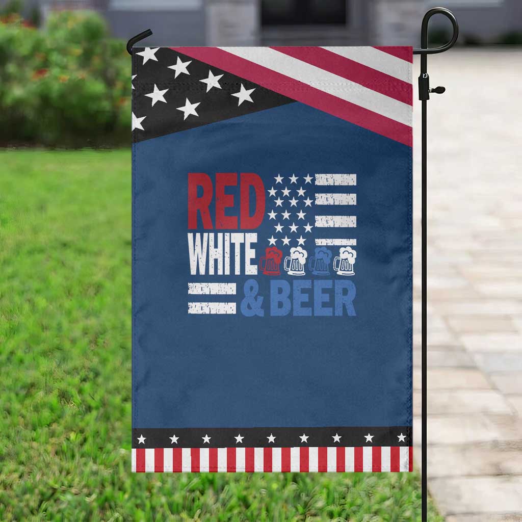 Funny American Drinking Garden Flag Red White And Beer 4th Of July USA Flag TS11 Classic Blue Black Print Your Wear