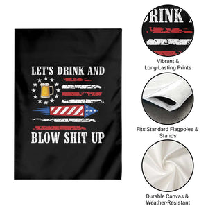 Funny American Drinking Garden Flag Let's Drink And Blow Shit Up 4th Of July Beer Rocket TS11 Print Your Wear