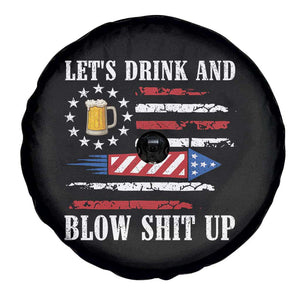 Funny American Drinking Spare Tire Cover Let's Drink And Blow Shit Up 4th Of July Beer Rocket TS11 Print Your Wear