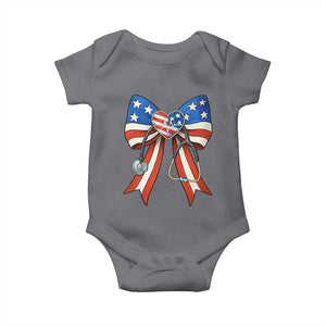Funny 4th Of July Nurse American Flag Coquette Bow Baby Onesie TS11 Charcoal Print Your Wear
