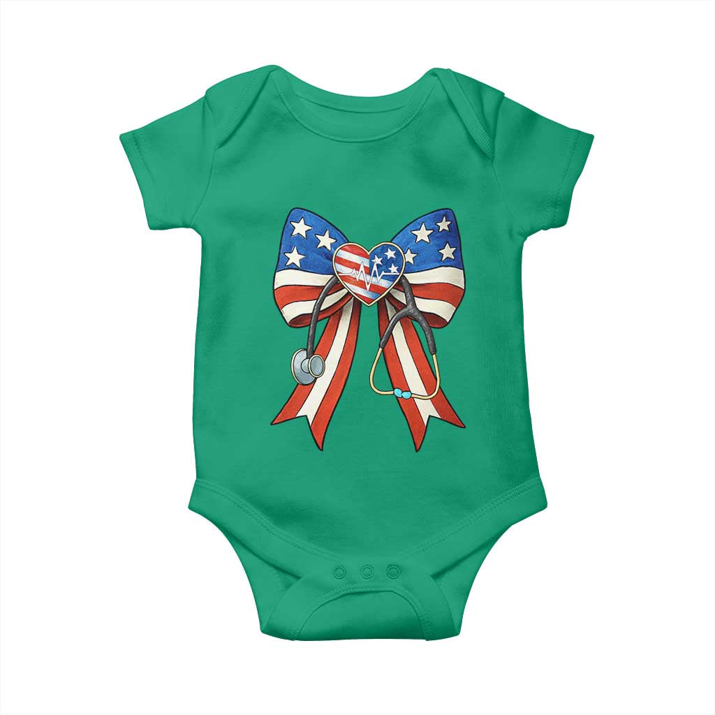 Funny 4th Of July Nurse American Flag Coquette Bow Baby Onesie TS11 Irish Green Print Your Wear