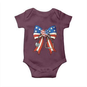 Funny 4th Of July Nurse American Flag Coquette Bow Baby Onesie TS11 Maroon Print Your Wear