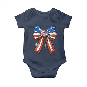 Funny 4th Of July Nurse American Flag Coquette Bow Baby Onesie TS11 Navy Print Your Wear