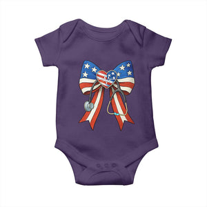 Funny 4th Of July Nurse American Flag Coquette Bow Baby Onesie TS11 Purple Print Your Wear