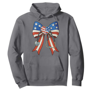 Funny 4th Of July Nurse American Flag Coquette Bow Hoodie TS11 Charcoal Print Your Wear