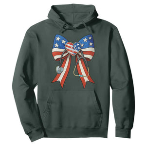 Funny 4th Of July Nurse American Flag Coquette Bow Hoodie TS11 Dark Forest Green Print Your Wear