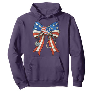 Funny 4th Of July Nurse American Flag Coquette Bow Hoodie TS11 Purple Print Your Wear