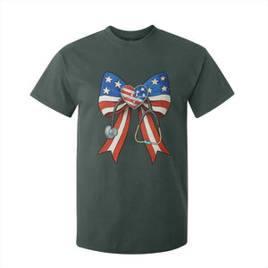 Funny 4th Of July Nurse American Flag Coquette Bow T Shirt For Kid TS11 Dark Forest Green Print Your Wear