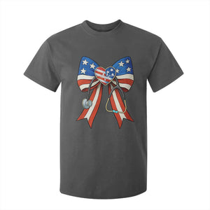 Funny 4th Of July Nurse American Flag Coquette Bow T Shirt For Kid TS11 Dark Heather Print Your Wear