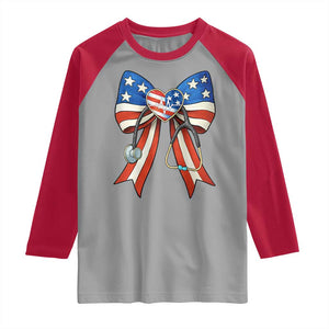 Funny 4th Of July Nurse American Flag Coquette Bow Raglan Shirt TS11 Sport Gray Red Print Your Wear