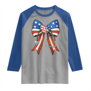 Funny 4th Of July Nurse American Flag Coquette Bow Raglan Shirt TS11 Sport Gray Royal Print Your Wear