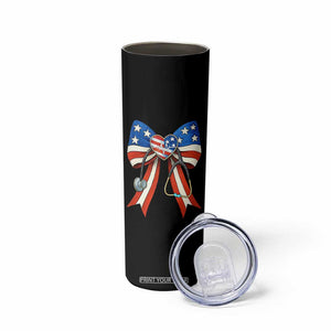 Funny 4th Of July Nurse American Flag Coquette Bow Skinny Tumbler TS11 Print Your Wear