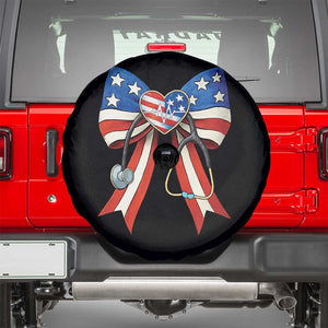 Funny 4th Of July Nurse American Flag Coquette Bow Spare Tire Cover TS11 Black Print Your Wear