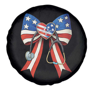 Funny 4th Of July Nurse American Flag Coquette Bow Spare Tire Cover TS11 Print Your Wear