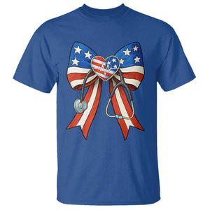 Funny 4th Of July Nurse American Flag Coquette Bow T Shirt TS11 Royal Blue Print Your Wear