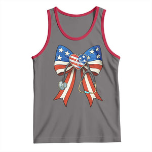 Funny 4th Of July Nurse American Flag Coquette Bow Tank Top TS11 Deep Heather Red Print Your Wear