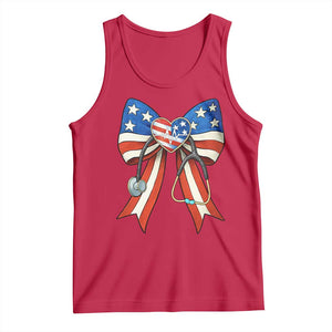 Funny 4th Of July Nurse American Flag Coquette Bow Tank Top TS11 Red Print Your Wear