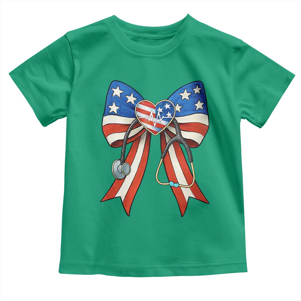 Funny 4th Of July Nurse American Flag Coquette Bow Toddler T Shirt TS11 Irish Green Print Your Wear